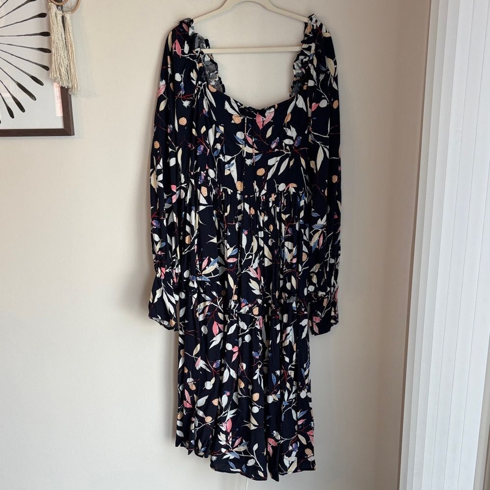 Elf Balielf Floriana Long Sleeve Midi Dress navy bell long sleeve Dress women M - Picture 4 of 16